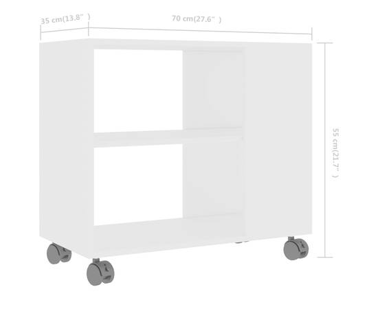 Masă laterală, alb, 70 x 35 x 55 cm, pal, 6 image
