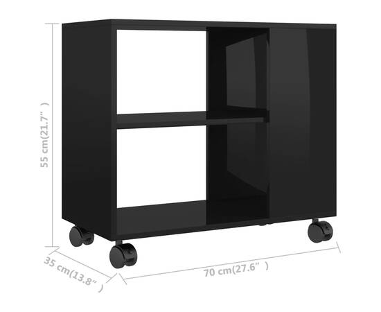 Masă laterală, negru extralucios, 70 x 35 x 55 cm, pal, 6 image