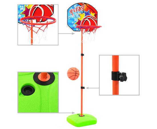 Set cu minge și coș de baschet pentru copii