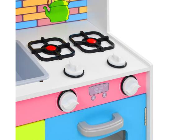 Bucătărie de jucărie pentru copii, multicolor, 80x30x85 cm, mdf, 7 image