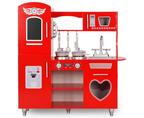Bucătărie de jucărie pentru copii, roșu, 84 x 31 x 89 cm, mdf, 3 image