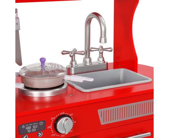 Bucătărie de jucărie pentru copii, roșu, 84 x 31 x 89 cm, mdf, 6 image