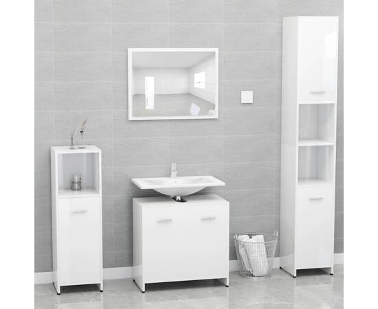 Dulap de baie, alb extralucios, 60 x 33 x 61 cm, pal, 5 image