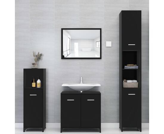 Dulap de baie, negru, 30 x 30 x 95 cm, pal, 5 image