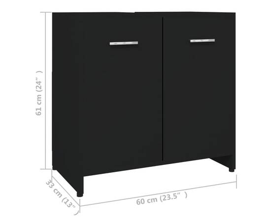 Dulap de baie, negru, 60 x 33 x 61 cm, pal, 9 image