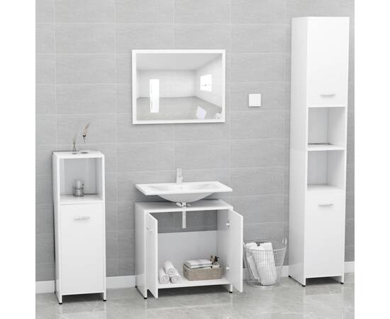Set mobilier de baie, alb, pal, 4 image