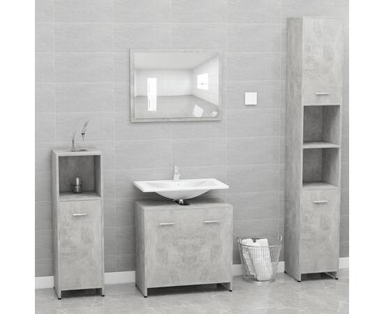 Set mobilier de baie, gri beton, pal