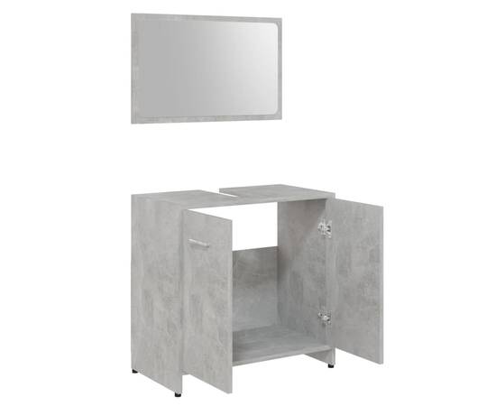 Set mobilier de baie, gri beton, pal, 6 image