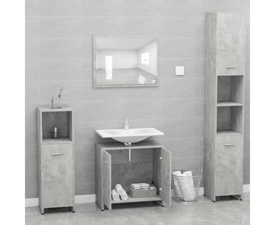 Set mobilier de baie, gri beton, pal, 4 image