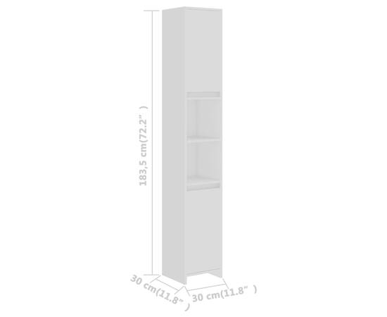 Dulap de baie, alb, 30x30x183,5 cm, pal, 8 image