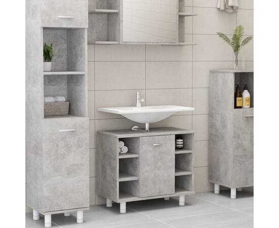Dulap de baie, gri beton, 60 x 32 x 53,5 cm, pal