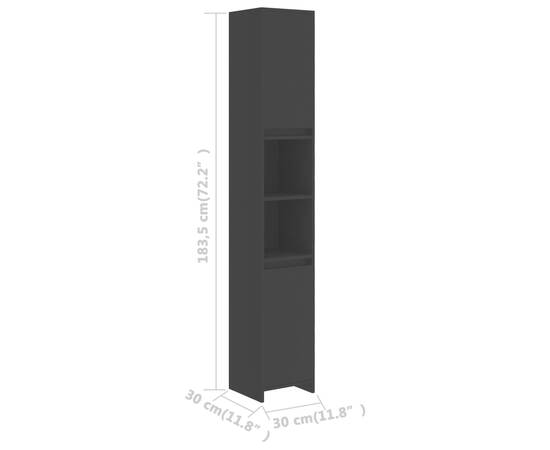 Dulap de baie, negru, 30x30x183,5 cm, pal, 8 image