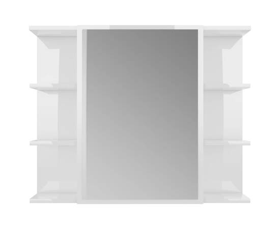 Dulap de baie cu oglindă, alb extralucios, 80x20,5x64 cm, pal, 8 image
