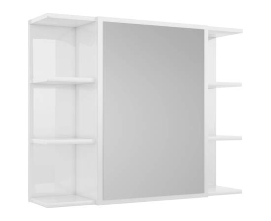 Dulap de baie cu oglindă, alb extralucios, 80x20,5x64 cm, pal, 2 image