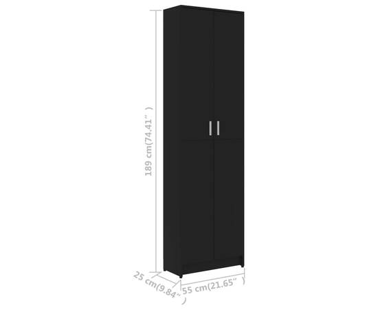 Șifonier de hol, negru, 55 x 25 x 189 cm, pal, 9 image