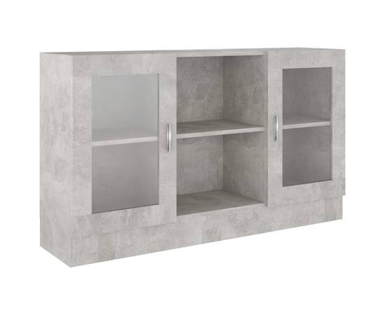 Dulap cu vitrină, gri beton, 120 x 30,5 x 70 cm, pal, 2 image
