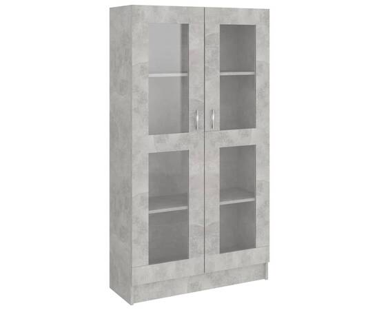 Dulap cu vitrină, gri beton, 82,5 x 30,5 x 150 cm, pal, 2 image
