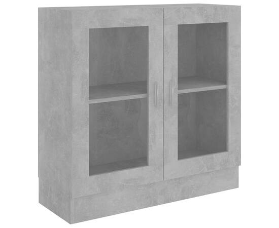 Dulap cu vitrină, gri beton, 82,5 x 30,5 x 80 cm, pal, 2 image