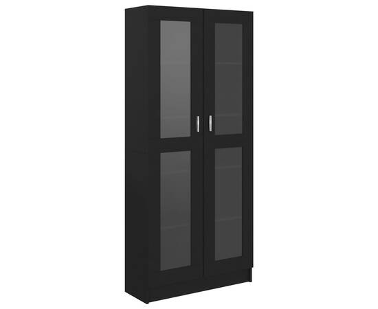 Dulap cu vitrină, negru, 82,5 x 30,5 x 185,5 cm, pal, 2 image