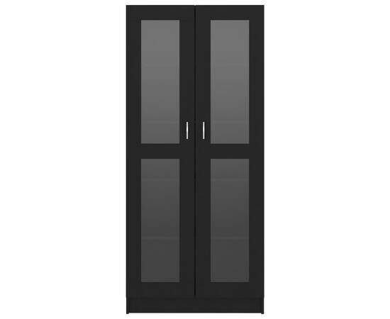 Dulap cu vitrină, negru, 82,5 x 30,5 x 185,5 cm, pal, 6 image