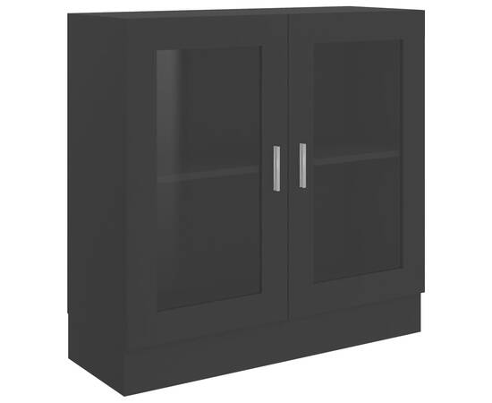 Dulap cu vitrină, negru, 82,5 x 30,5 x 80 cm, pal, 2 image