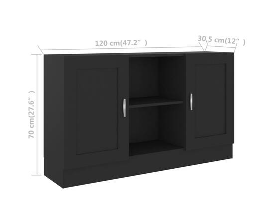 Servantă, negru, 120 x 30,5 x 70 cm, pal, 8 image