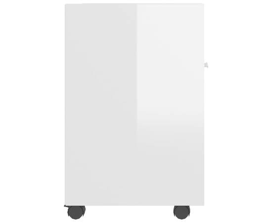 Dulap lateral cu roți, alb extralucios, 33x38x60 cm, pal, 5 image