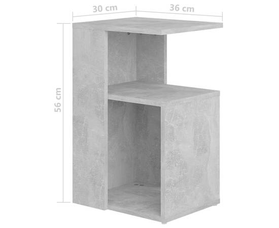 Masă laterală, gri beton, 36x30x56 cm, pal, 6 image