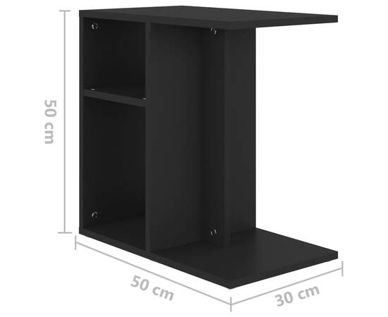 Masă laterală, negru, 50x30x50 cm, pal, 8 image