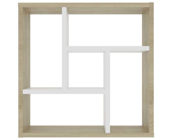 Raft de perete, alb și stejar sonoma, 45,1x16x45,1 cm, pal, 4 image