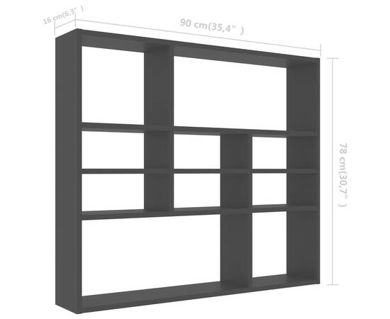Raft de perete, negru, 90x16x78 cm, pal, 6 image