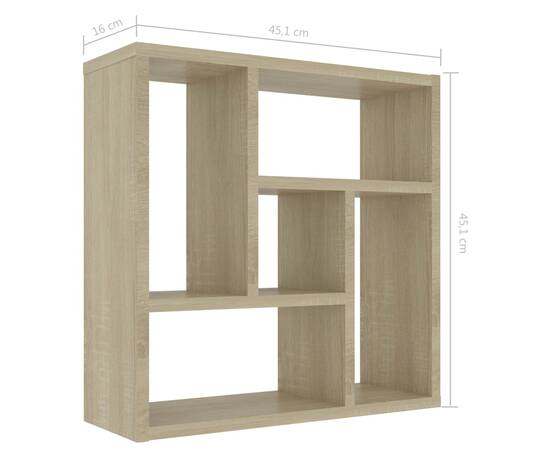 Raft de perete, stejar sonoma, 45,1x16x45,1 cm, pal, 6 image