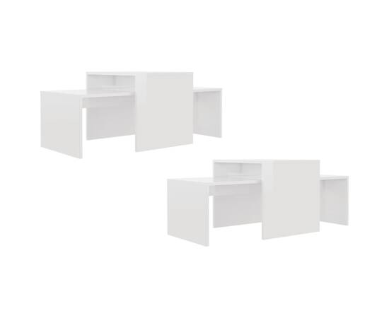 Set măsuțe de cafea, alb extralucios, 100x48x40 cm, pal, 5 image