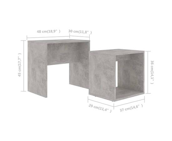 Set măsuțe de cafea, gri beton, 48 x 30 x 45 cm, pal, 6 image