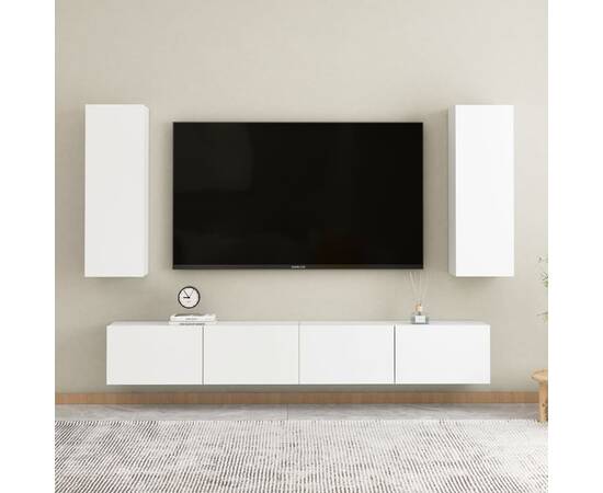 Comodă tv, alb, 30,5x30x90 cm, pal, 7 image