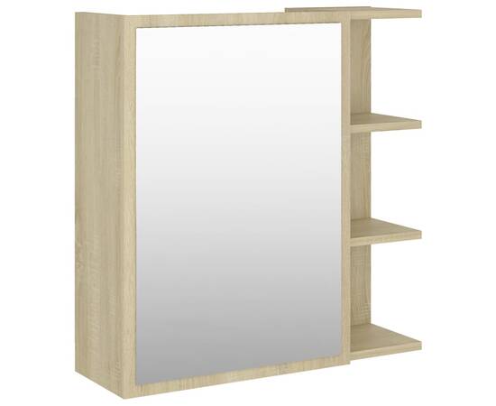 Dulap baie cu oglindă, stejar sonoma, 62,5x20,5x64 cm pal, 2 image