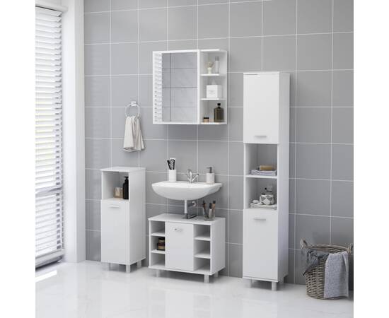 Dulap de baie cu oglindă, alb, 62,5 x 20,5 x 64 cm, pal, 5 image
