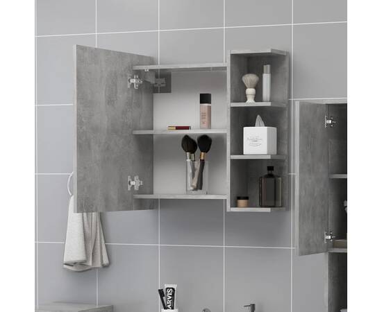 Dulap de baie cu oglindă, gri beton, 62,5 x 20,5 x 64 cm, pal, 3 image