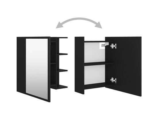 Dulap de baie cu oglindă, negru, 62,5 x 20,5 x 64 cm, pal, 5 image