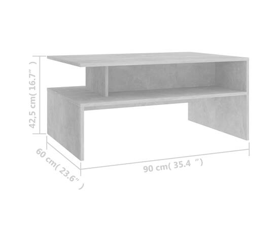 Măsuță de cafea, gri beton, 90x60x42,5 cm, pal, 6 image