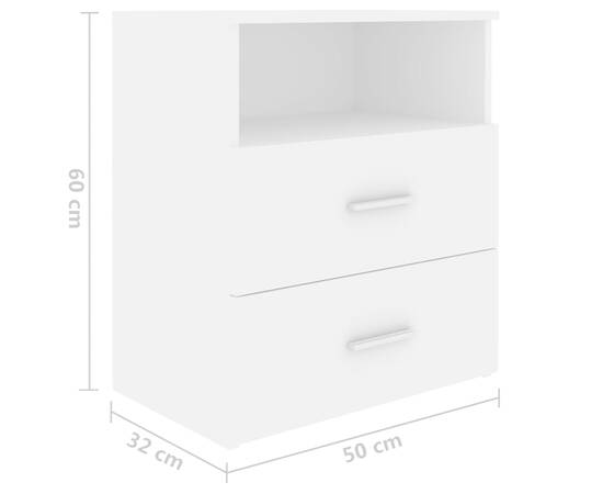 Noptiere, 2 buc., alb, 50x32x60 cm, 9 image
