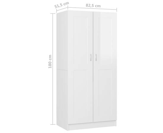 Șifonier, alb extralucios, 82,5x51,5x180 cm, pal, 8 image