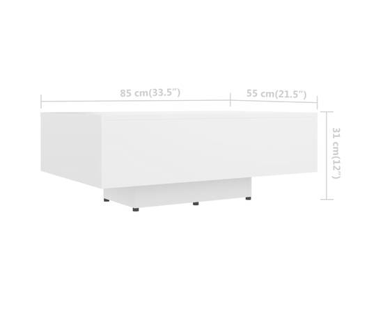 Măsuță de cafea, alb, 85x55x31 cm, pal, 6 image