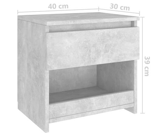 Noptieră, gri beton, 40x30x39 cm, pal, 7 image