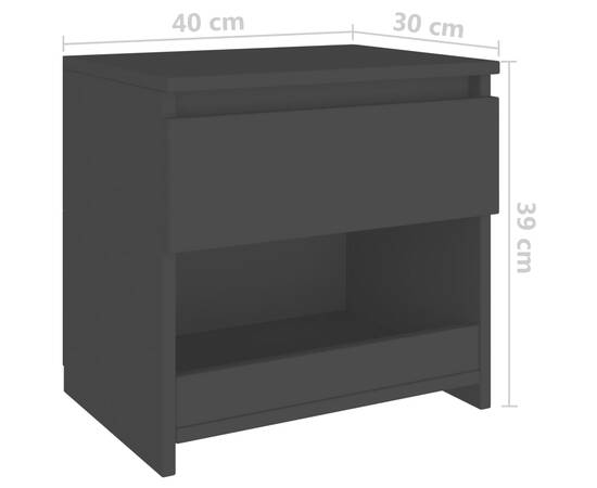 Noptieră, negru, 40x30x39 cm, pal, 7 image