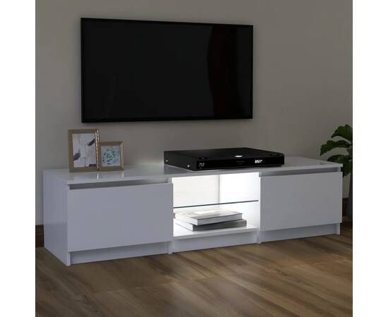 Comodă tv cu lumini led, alb, 120x30x35,5 cm, 5 image