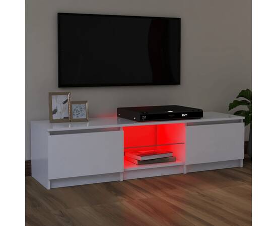 Comodă tv cu lumini led, alb, 120x30x35,5 cm, 3 image