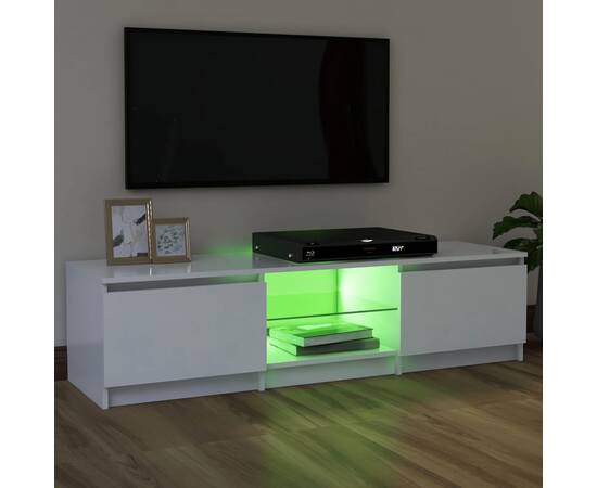 Comodă tv cu lumini led, alb, 120x30x35,5 cm, 4 image
