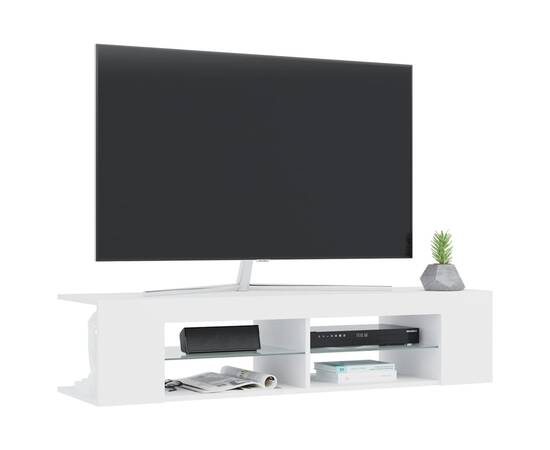 Comodă tv cu lumini led, alb, 135x39x30 cm, 6 image