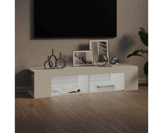 Comodă tv cu lumini led, alb, 135x39x30 cm, 3 image